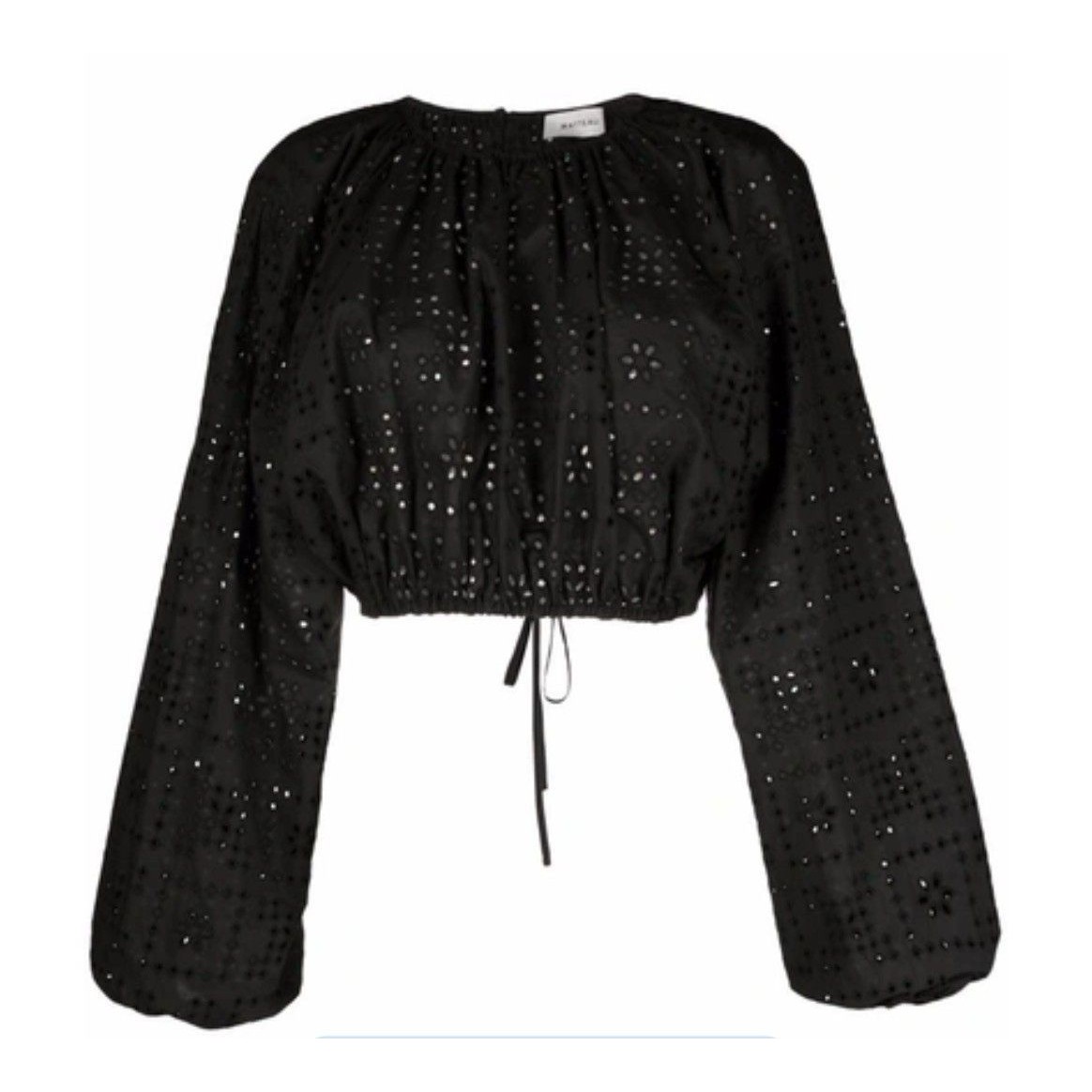 Matteau Cropped Black Broderie Anglaise Cotton Eyelet Poplin Top Size Us 2 — image 2 of 8